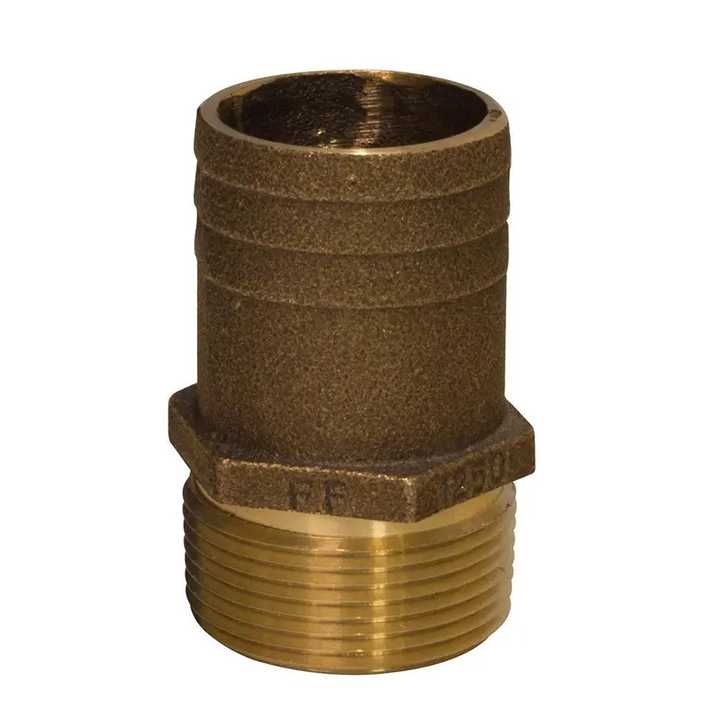 Groco 1-1/4" Npt X 1-1/2" Bronze Full Flow Pipe To Hose Straight Fitting [Ff-1250] 1