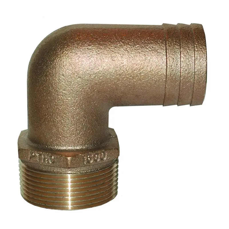 Groco 1-1/4" Npt X 1-1/4" Id Bronze 90 Degree Pipe To Hose Fitting Standard Flow Elbow [Pthc-1250] 1