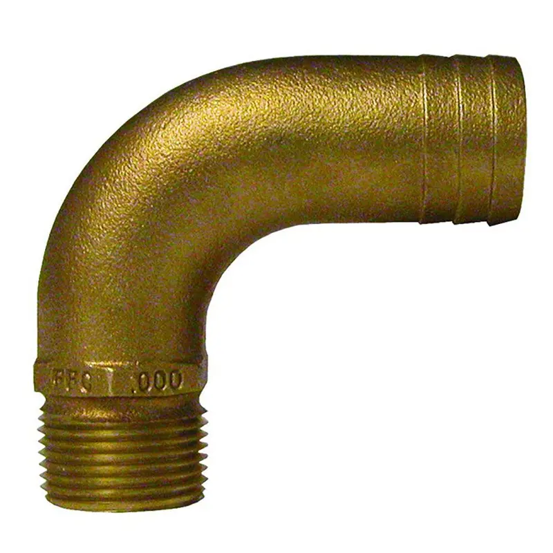 Groco 1" Npt X 1-1/8" Id Bronze Full Flow 90 Elbow Pipe To Hose Fitting [Ffc-1125] 1
