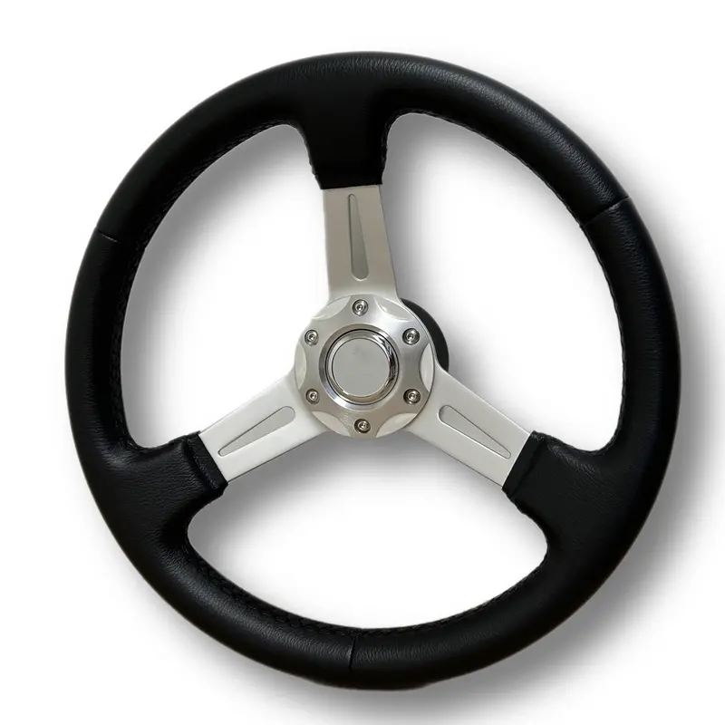 Marine Hardware 13.75" Black Steering Wheel W/ Aluminum Spokes & Cap Stwhw109 1