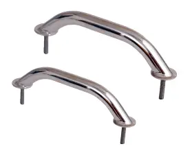 Marine Hardware Grab Handle, 9-3/4" Ol 304Ss Polished Round W/Stud, Large Base Ssgh10004 1