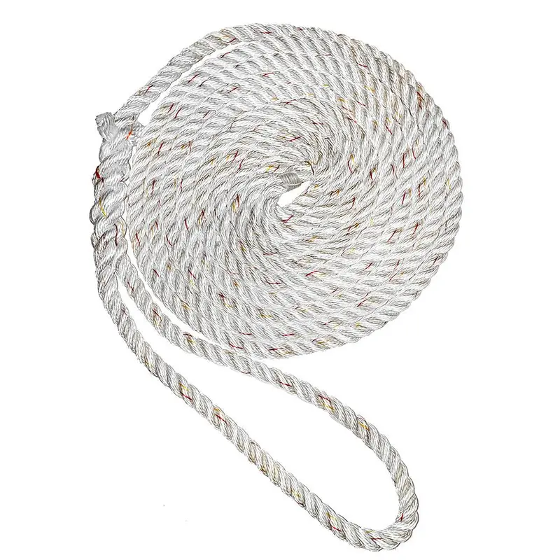 New England Ropes 1/2" Premium 3-Strand Dock Line - White W/Tracer - 15 [C6050-16-00015] 1