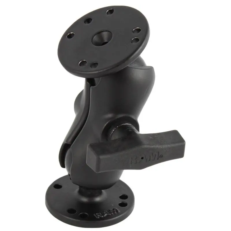 Ram Mount 1.5" Ball Mount W/Short Double Socket Arm & 2/2.5" Round Bases [Ram-101U-B] 1