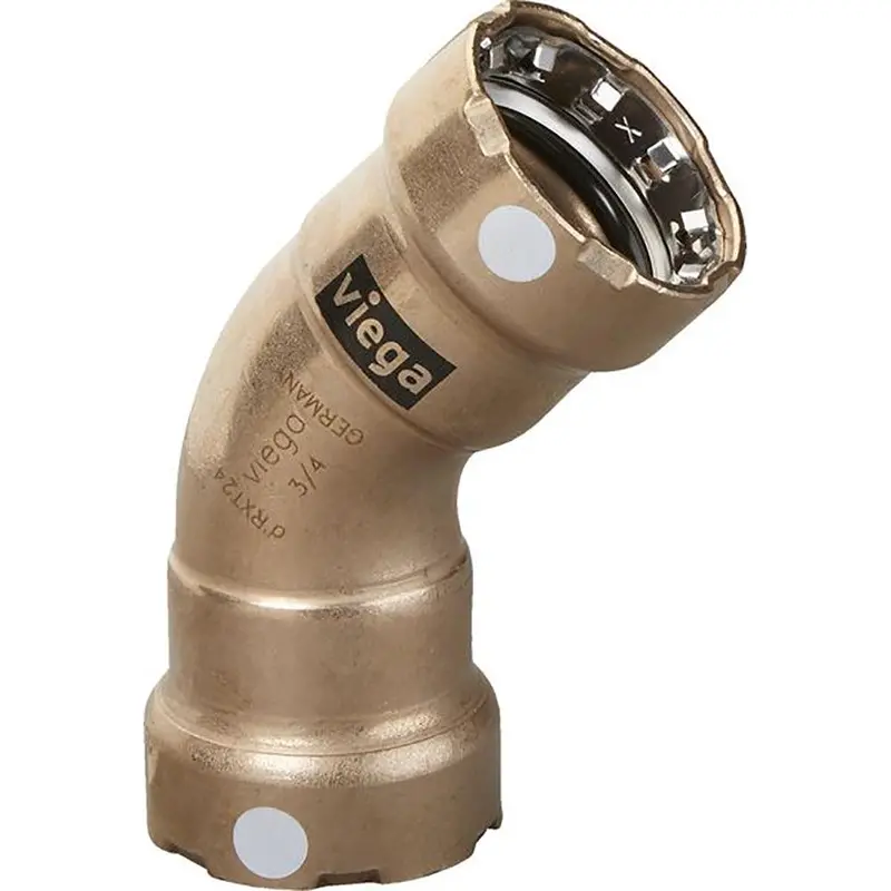 Viega Megapress 3/4" 45 Copper Nickel Elbow - Double Press Connection - Smart Connect Technology [88095] 1