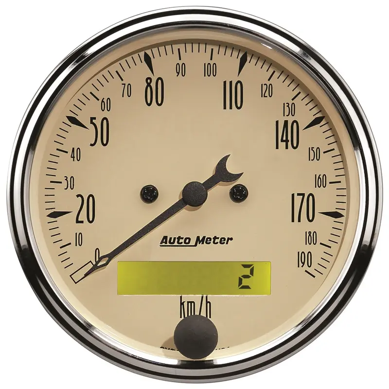 Autometer 1887-M 3-1/8" Electric Speedometer With Lcd Odometer – Antique Beige Face 1