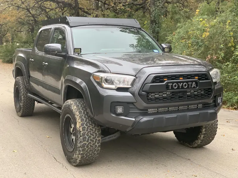 Cali Raised Led Premium Roof Rack Light Bar – 43" Dual-Function (Blue/Amber), Compatible With 2005–2021 Toyota Tacoma 1