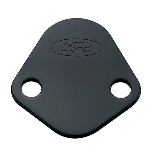 Ford 302-291 Fuel Pump Block-Off Plate With Embossed Ford Logo (Black) 1