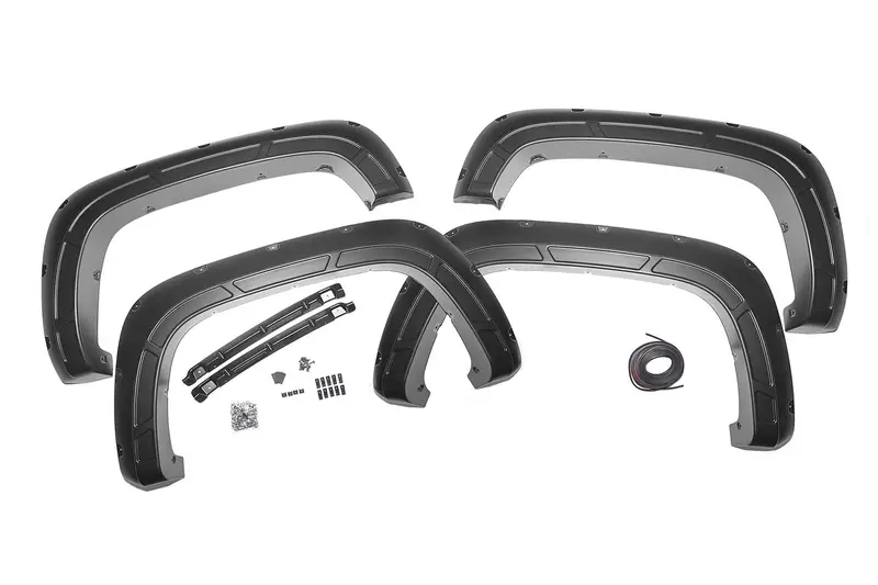 Rough Country Defender Pocket Fender Flares — Summit White, For 2020–2023 Chevy Silverado 2500/3500 Hd 1
