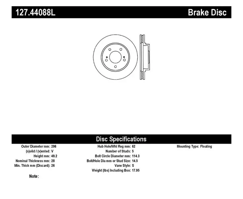 Stoptech 127.44088L Front Left Sport Drilled & Slotted Brake Rotor 1