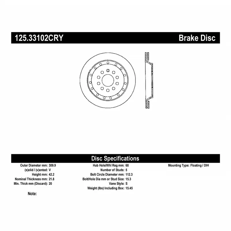Stoptech Cryostop High-Carbon Brake Rotor – Rear (125.33102Cry) 1