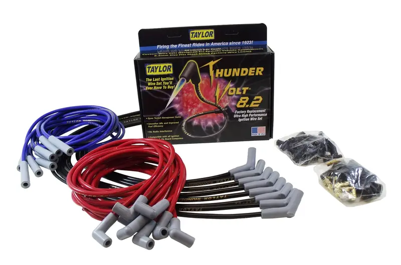 Taylor Cable 82629 Thundervolt 8.2Mm Ignition Wire Set; Blue; Stock; 11.75 In.; 180 Deg. Plug Boot; 1